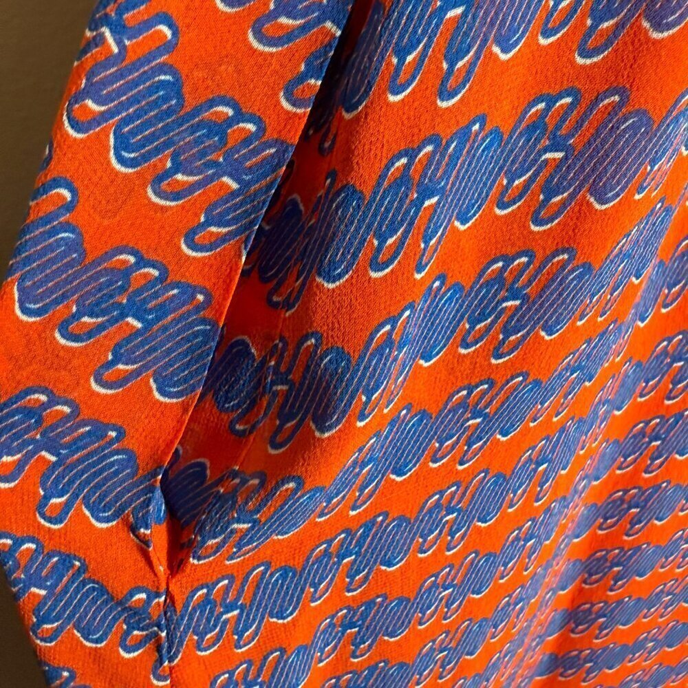 NWOT Opening Ceremony 100% Silk Patterned Tent Maxi Dress Women's 0 Orange Flowy - Picture 9 of 16